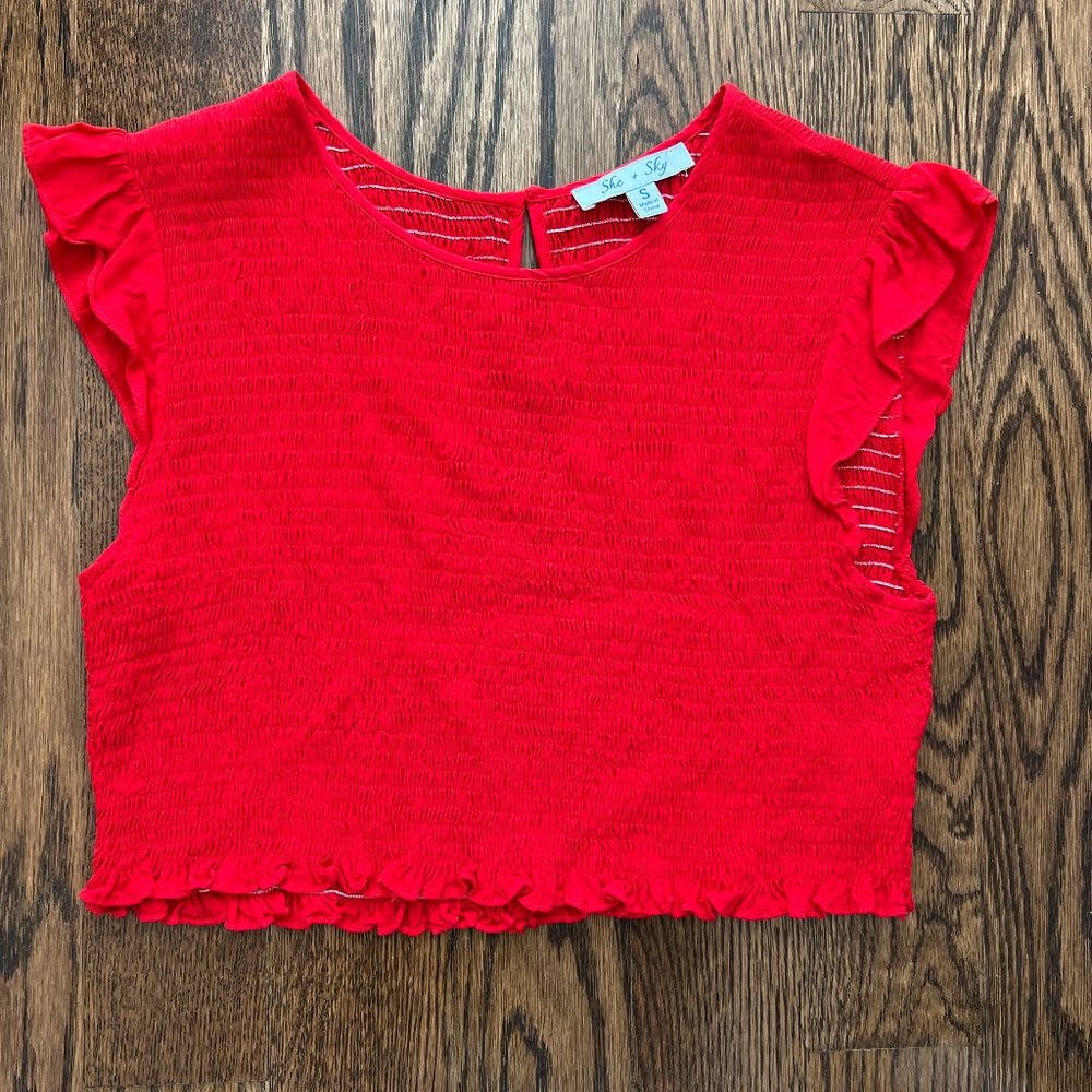 Red Ribbed Crop Top